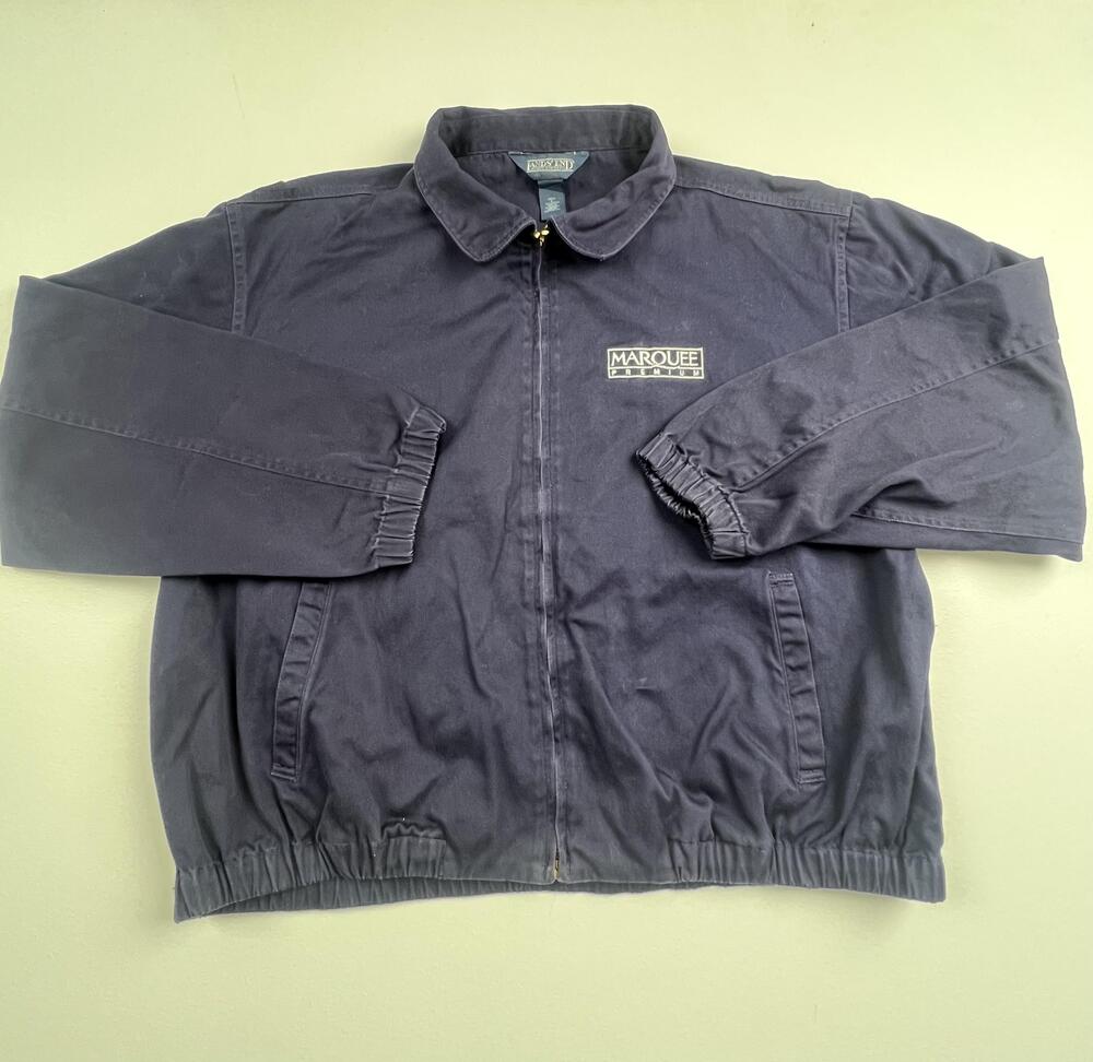 Lands' End Jacket Mens XL Blue Canvas Bomber Full Zip Marquee Premium Logo